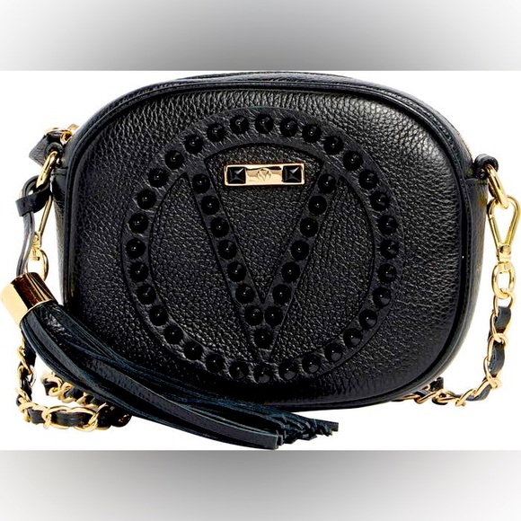 Valentino By Mario Valentino Nina Rock Leather Crossbody, Black - Picture 1 of 11